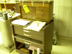 chests full of tools with lot nembers